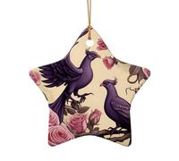 WZYCWB Un paio di ciondoli in ceramica a forma di stella a forma di fenici, perfetti per decorare l'albero di Natale in casa per feste invernali