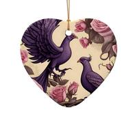 WZYCWB Un paio di ciondoli in ceramica a forma di stella a forma di fenici, perfetti per decorare l'albero di Natale in casa per feste invernali, Misura unica, Ceramica