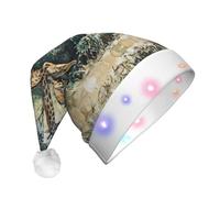 WZYCWB Un paio di giraffe cappello da Babbo Natale | Cappello di peluche luminoso per Natale, Capodanno ed eventi di festa