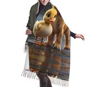 WZYCWB Un piccolo anatroccolo giallo sciarpa lunga nappa per le donne, elegante e versatile autunno/inverno, morbido, traspirante e caldo scialle lavorato a maglia