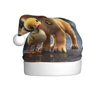 WZYCWB Un piccolo cappello di Babbo Natale stampato anatroccolo giallo, adatto per feste di Natale, feste di Capodanno e spettacoli teatrali.