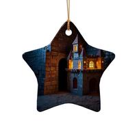 WZYCWB Un piccolo ciondolo in ceramica a forma di stella a forma di castello, perfetto per decorare l'albero di Natale in casa per feste invernali