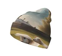 WZYCWB Un sacco di belle pecore stampa caldo cappello lavorato a maglia, adatto per escursioni, campeggio, viaggi e vari scenari all'aperto nero