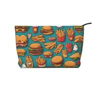 WZYCWB Un sacco di gustosi sacchetti per cosmetici stampati alimentari, perfetti per viaggi di lavoro e viaggi., Un sacco di patatine fritte Cartoon Burger, Taglia unica