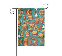 WZYCWB Un sacco di patatine fritte di hamburger di cartone animato bandiere decorative da giardino, impermeabile all'aperto piccole bandiere, decorazione atmosfera festosa
