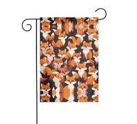 WZYCWB Un sacco di piccole volpi dei cartoni animati bandiere decorative da giardino, bandiere decorative impermeabili per esterni, decorazione atmosfera festosa