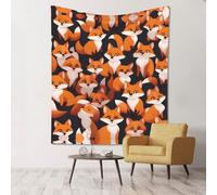 WZYCWB Un sacco di piccole volpi dei cartoni animati stampato decorativo da appendere alla parete 152,4 x 129,5 cm - adatto per feste in campeggio decorazione della casa
