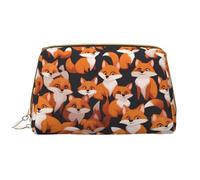 WZYCWB un sacco di piccole volpi del fumetto sacchetto cosmetico di cuoio con le tasche, borsa cosmetica portatile di viaggio, borsa cosmetica di grande capacità,
