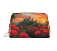 WZYCWB Una bella borsa cosmetica in pelle castello con tasche, borsa cosmetica portatile da viaggio, borsa cosmetica di grande capacità,