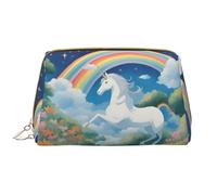 WZYCWB Una bella borsa cosmetica in pelle con unicorni con tasche, borsa cosmetica portatile da viaggio, borsa cosmetica di grande capacità,