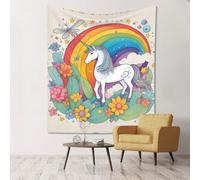 WZYCWB Unicorni dei cartoni animati stampati decorativi da appendere alla parete 152,4 x 129,5 cm - adatto per feste in campeggio decorazione domestica