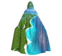 WZYCWB Un'isola nell'oceano Stampato adulto partito decorazione mantello Halloween con cappuccio unisex Halloween Carnevale, mascherata, gioco di ruolo