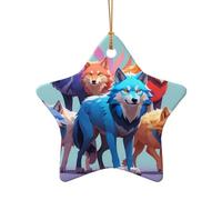 WZYCWB Unity Wolf Pack ciondolo in ceramica a forma di stella, perfetto per decorare l'albero di Natale per feste invernali