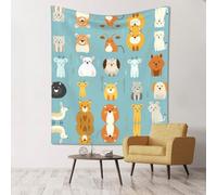 WZYCWB Vari animali dei cartoni animati stampati decorativi da appendere alla parete 152,4 x 129,5 cm - adatto per feste in campeggio decorazione domestica