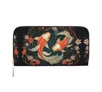WZYCWB Vari fiori Pochette in pelle portafogli con cerniera e porta carte sono perfetti per i viaggi o l'uso quotidiano, Due carpe Koi, Taglia unica