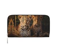 WZYCWB Vari fiori Pochette in pelle portafogli con cerniera e porta carte sono perfetti per i viaggi o l'uso quotidiano, Due Fratelli Leopardo, Taglia unica