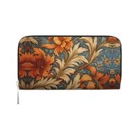 WZYCWB Vivaci motivi floreali pochette in pelle portafogli con cerniera e porta carte sono perfetti per i viaggi o l'uso quotidiano, Foglie Di Fiori, Taglia unica