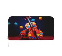 WZYCWB Vivaci motivi floreali pochette in pelle portafogli con cerniera e porta carte sono perfetti per i viaggi o l'uso quotidiano, Violino Immagine di sfondo, Taglia unica