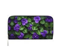 WZYCWB Vivaci motivi floreali pochette in pelle portafogli con cerniera e porta carte sono perfetti per i viaggi o l'uso quotidiano, Fiore viola, Taglia unica