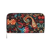 WZYCWB Vivaci motivi floreali pochette in pelle portafogli con cerniera e porta carte sono perfetti per i viaggi o l'uso quotidiano, Modelli stampati vintage, Taglia unica