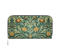 WZYCWB Vivaci motivi floreali pochette in pelle portafogli con cerniera e porta carte sono perfetti per i viaggi o l'uso quotidiano, Motivo vintage verde acqua, Taglia unica