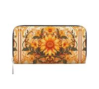 WZYCWB Vivaci motivi floreali pochette in pelle portafogli con cerniera e porta carte sono perfetti per i viaggi o l'uso quotidiano, Girasoli Vintage, Taglia unica