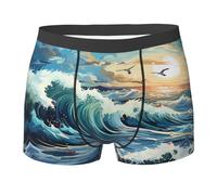 WZYCWB Wave Sailboat Seagull Printed Boxer da uomo - slip traspirante e ad asciugatura rapida, multiplo (S-XXL), Nero, XX-Large