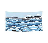 WZYCWB Waves Lapping at The Rocks - Bandiera da appendere per eventi e feste, 70 x 35, per interni ed esterni, da appendere