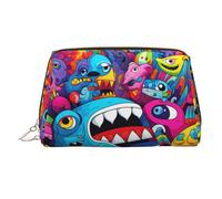 WZYCWB Weird Graffiti Borsa per cosmetici in pelle stampata - Borsa per cosmetici elegante e portatile, Animali Strani, Taglia unica
