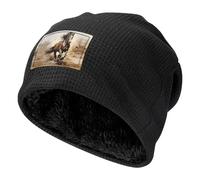 WZYCWB Western Horse Prints, berretto da sci con cappuccio da uomo e da donna, foderato in pile, per sport all'aria aperta, Nero , Taglia unica