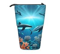 WZYCWB Whales Under The Sea Contenitore retrattile per portapenne, porta pennelli da trucco o borse con coulisse per monete.