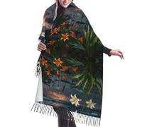 WZYCWB Wild Lily Dream Flower Sea Patterned Long Tassel Scarf - Caldo scialle autunno/inverno, perfetto regalo di compleanno