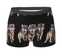 WZYCWB Wolf Pack - Boxer da uomo con stampa, traspiranti e ad asciugatura rapida, multiplo (S-XXL), Nero, L