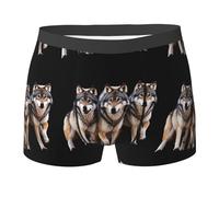 WZYCWB Wolf Pack Boxer da uomo (S-XXL) - tessuto elastico leggero, traspirante, assorbe il sudore, free stretch, Nero, XL