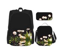 WZYCWB Zaino astratto con dente di leone (set da 3 pezzi), zaino di grande capacità, borsa per la scuola per studenti, astuccio, borsa per il pranzo combinazione