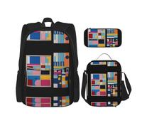 WZYCWB Zaino Color Space Sense (set da 3 pezzi), zaino di grande capacità, borsa per la scuola per studenti, astuccio, borsa per il pranzo