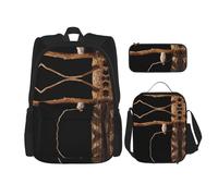 WZYCWB Zaino con gufo su un ramo (set da 3 pezzi), zaino di grande capacità, borsa per la scuola per studenti, astuccio, borsa per il pranzo