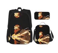 WZYCWB Zaino con leone che alza la testa (set da 3 pezzi), zaino di grande capacità, borsa per la scuola per studenti, astuccio, borsa per il pranzo