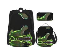 WZYCWB Zaino con lucertola che guarda il cielo (set da 3 pezzi), zaino di grande capacità, borsa per la scuola per studenti, astuccio, borsa per il pranzo