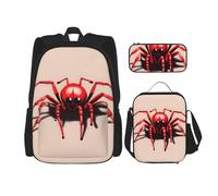 WZYCWB Zaino da scuola con grazioso ragno rosso + astuccio + borsa per il pranzo zaino combinato adatto per tutti i giorni