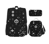WZYCWB Zaino da scuola universo, colore: bianco e nero, astuccio per matite e borsa per il pranzo, zaino combinato, adatto per tutti i giorni