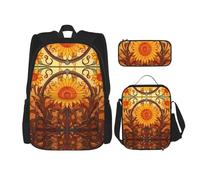 WZYCWB Zaino Gerbera con Ripple (set da 3 pezzi), zaino di grande capacità, borsa per la scuola per studenti, astuccio, borsa per il pranzo
