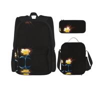 WZYCWB Zaino Glorious Yellow Flower in Bloom (set da 3 pezzi), zaino di grande capacità, borsa per la scuola per studenti, astuccio, borsa per il pranzo