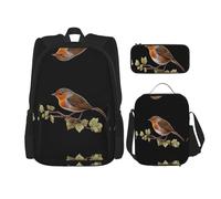 WZYCWB Zaino Little Robin (set da 3 pezzi), zaino di grande capacità, borsa per la scuola per studenti, astuccio, borsa per il pranzo