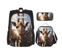 WZYCWB Zaino New York Giraffe Street (set da 3 pezzi), zaino di grande capacità, borsa per la scuola per studenti, astuccio, borsa per il pranzo