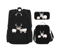 WZYCWB Zaino Silly Sheep (set da 3 pezzi), zaino di grande capacità, borsa per la scuola per studenti, astuccio, borsa per il pranzo