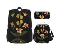 WZYCWB Zaino Strange Flowers (set da 3 pezzi), zaino di grande capacità, borsa per la scuola per studenti, astuccio, borsa per il pranzo