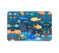 WZYCWB Zerbino antiscivolo blu con motivo mondo sottomarino di pesce, 40,6 x 61 cm, protegge soggiorno, bagno, porta d'ingresso pulita