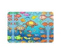 WZYCWB Zerbino assorbente per pavimento, dimensioni 40,6 x 61 cm, protegge efficacemente il soggiorno, il bagno e la porta d'ingresso dalla pulizia del motivo tartaruga e pesce