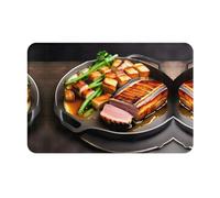 WZYCWB Zerbino assorbente per pavimento, dimensioni 40,6 x 61 cm, protegge efficacemente il soggiorno, il bagno e la porta d'ingresso dalla pulizia di deliziosi motivi di carne alla griglia